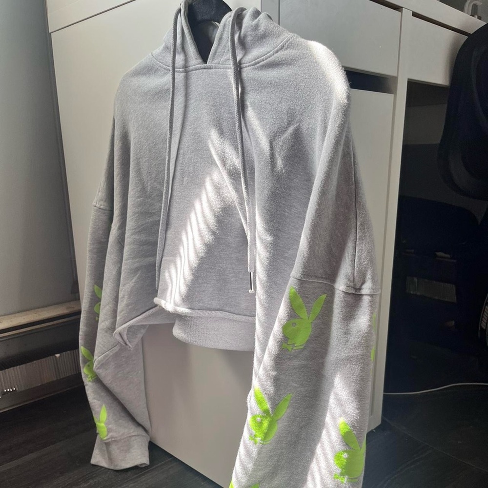 Cropped gray Playboy hoodie